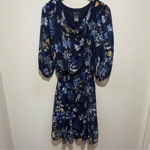 Elegant Floral Midi Dress in Navy by Nine West